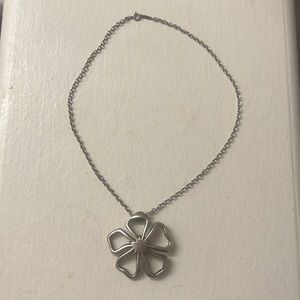 RARE Tiffany & Co Silver Hibiscus Flower Pendant Necklace 16"